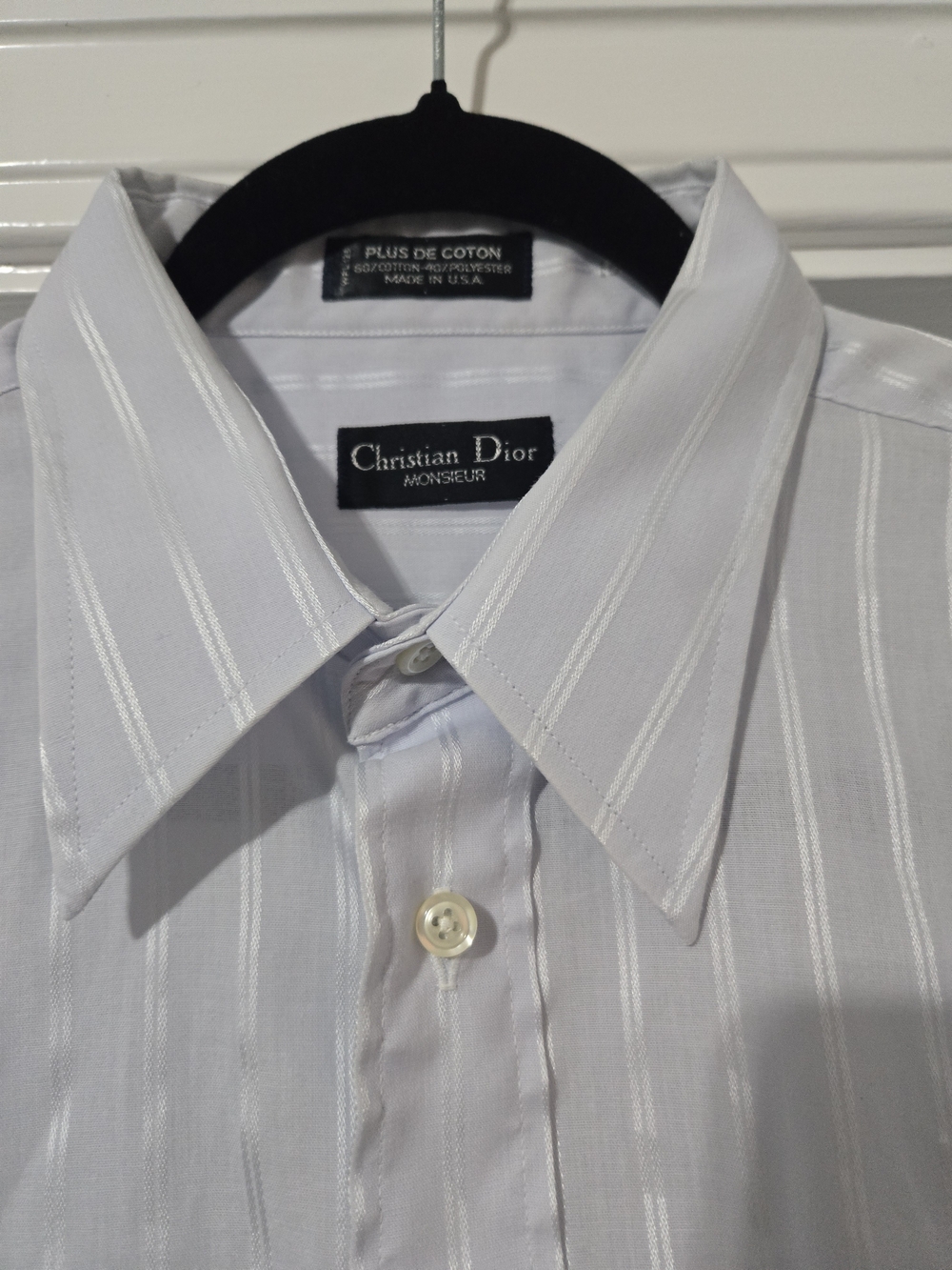 Men's Vintage Christian Diore Pinstripe  Blue Dress Shirt - - Picture 2 of 11
